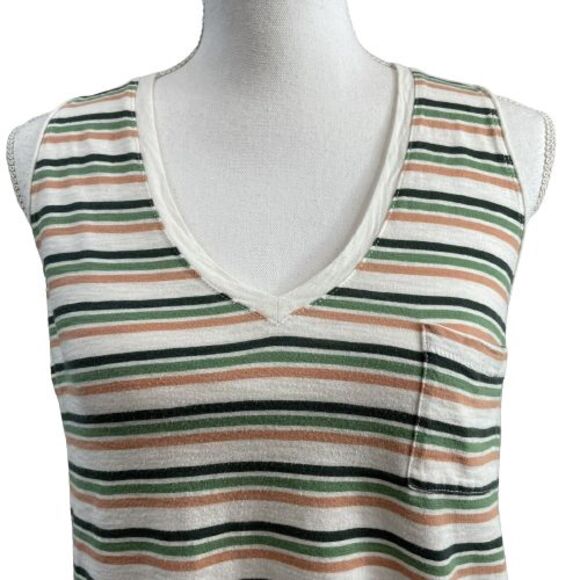 Madewell Women's Whisper Cotton V-Neck Tank Top Size S Roger Stripe J0646 - Picture 4 of 7